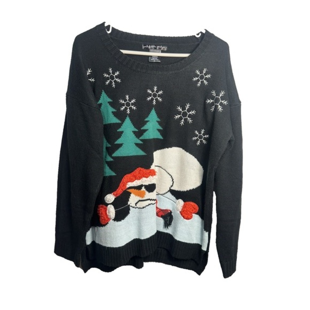 united states sweaters womens snowman christmas black pullover‎ size XL